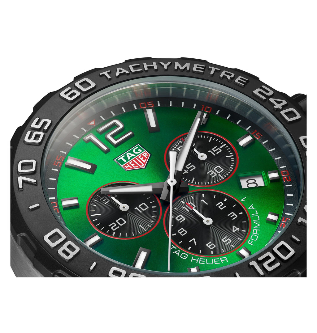 TAG Heuer Formula 1 Men's Quartz Chronograph Green Dial and Rubber Strap Watch