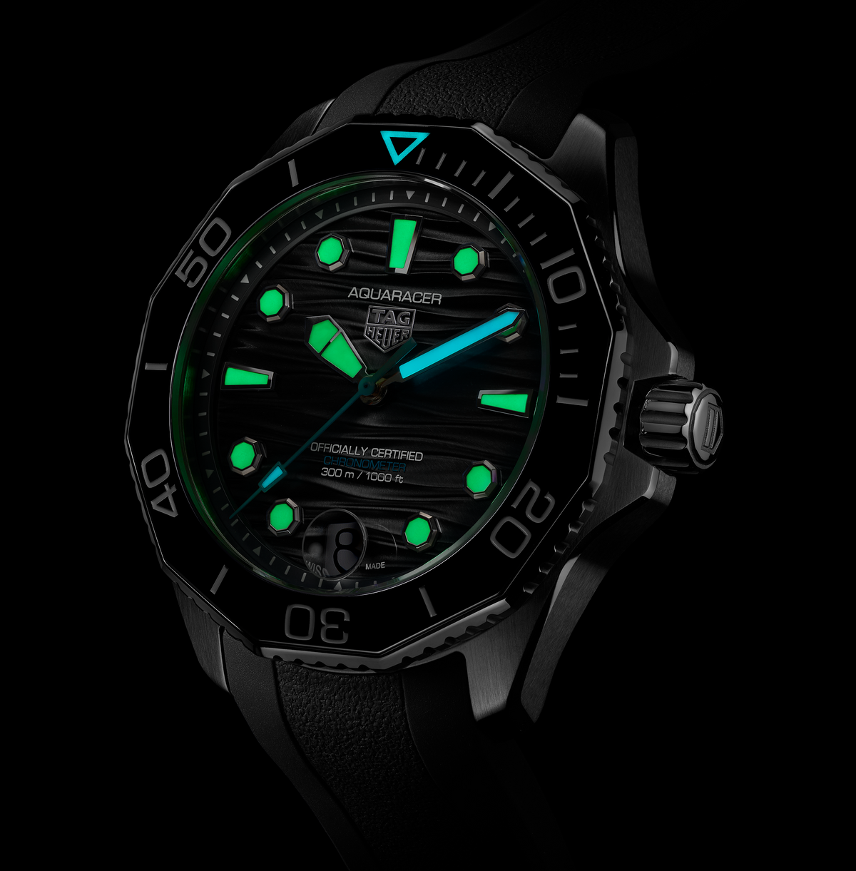 TAG Heuer Aquaracer Professional 300 Date Watch with Black Rubber Strap
