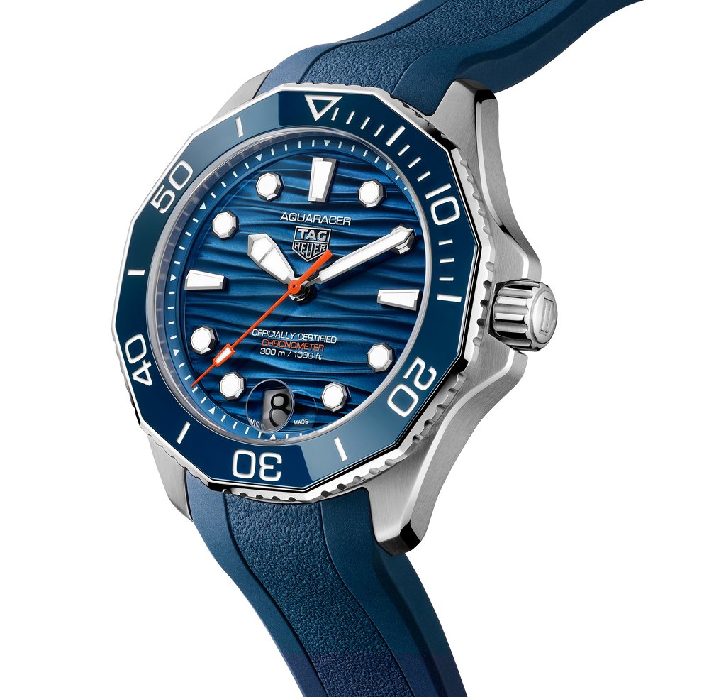 TAG Heuer Aquaracer Professional 300 Date Watch with Blue Rubber Strap