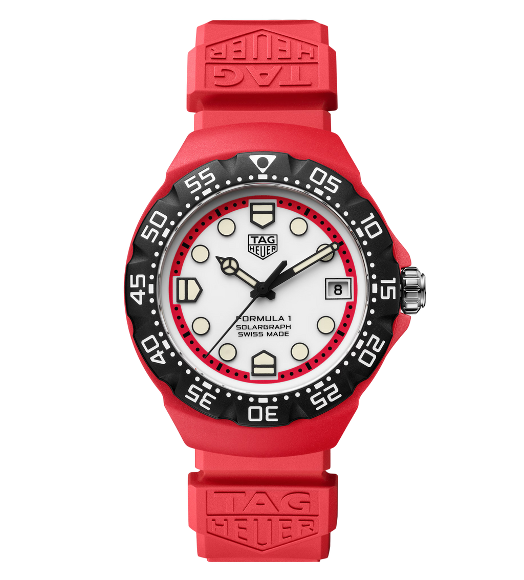TAG Heuer Formula 1 Solargraph Watch with Red Rubber Strap