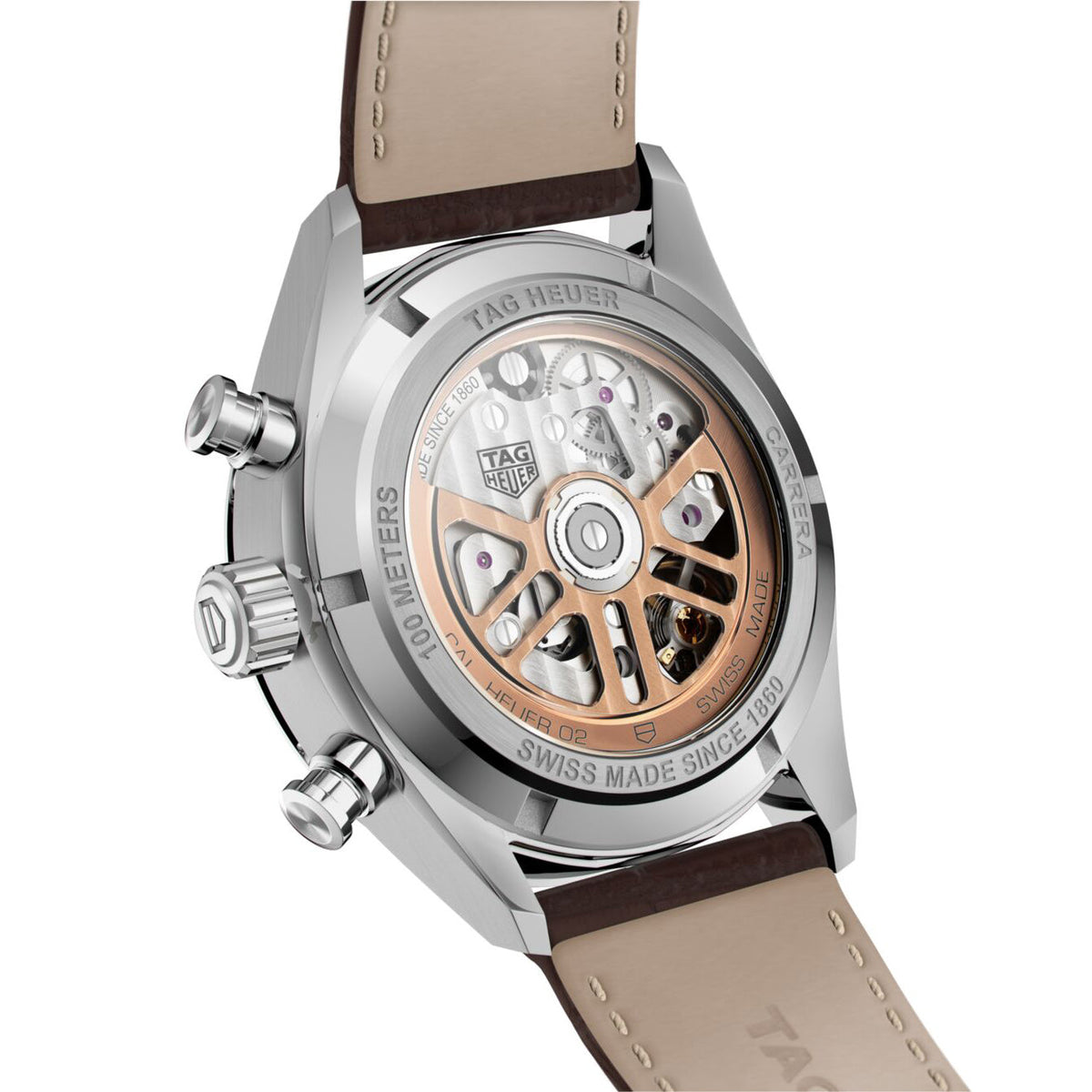 TAG Heuer Carrera Chronograph Men's Calibre Heuer 02 Automatic Chronograph Silver Dial Watch with Leather Strap