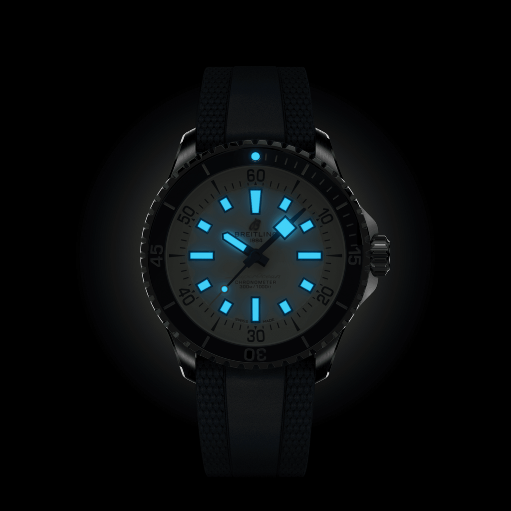 Breitling Superocean Silver on Rubber Watch, 42mm