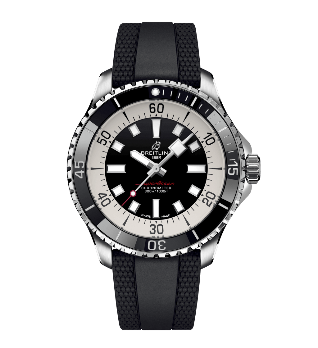 Breitling Superocean Black on Rubber Watch, 44mm