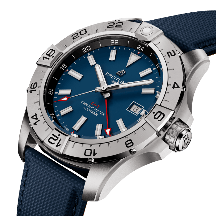 Breitling Avenger Automatic GMT 44mm Watch with Blue Strap