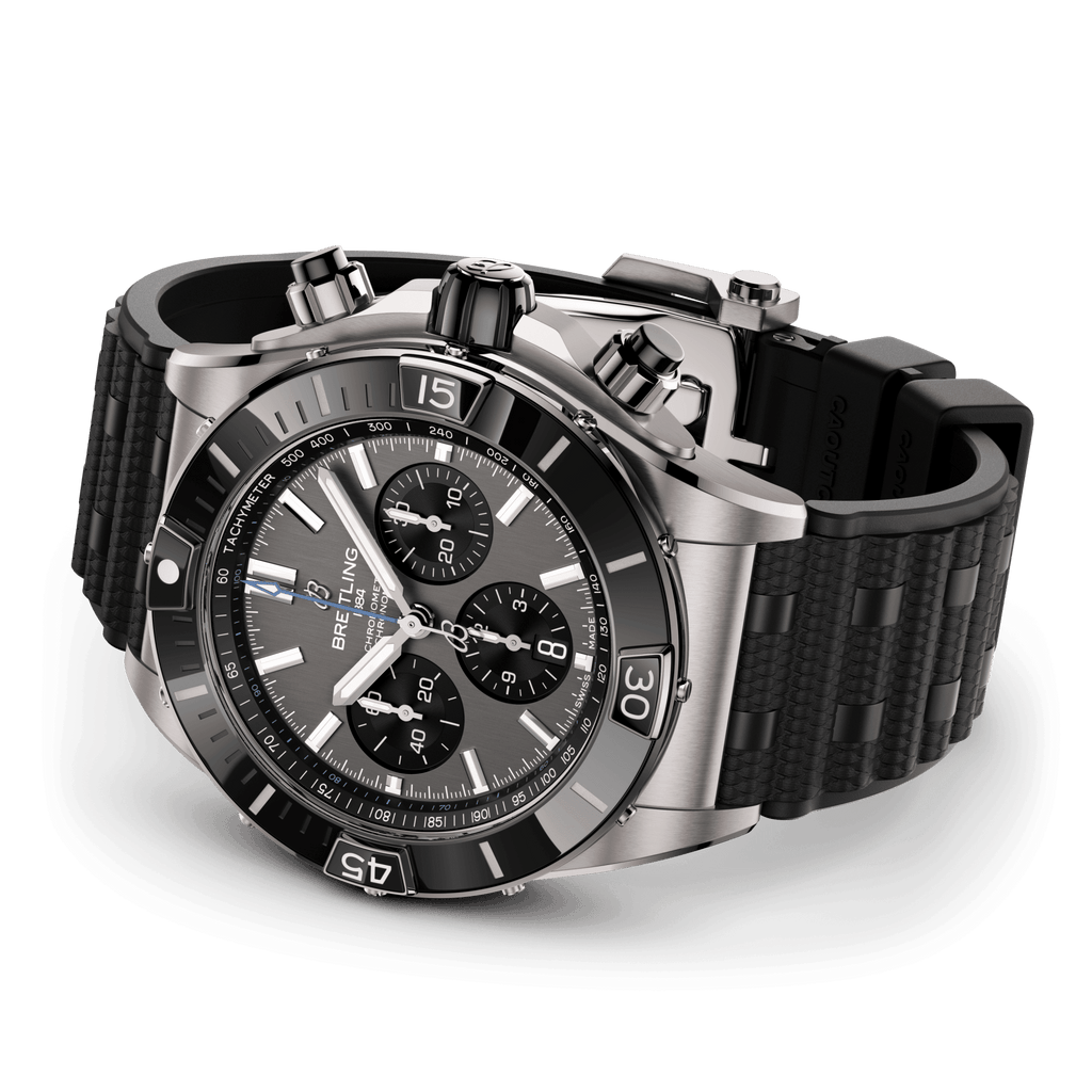 Breitling Super Chronomat B01 44 Watch with Black Rubber Rouleaux Strap