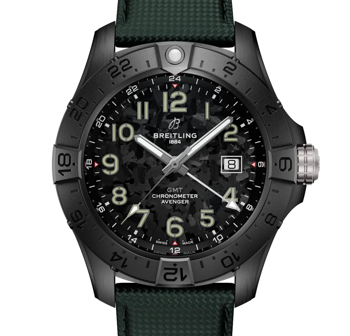 Breitling Avenger Automatic GMT 44 Night Mission Watch with Leather Strap