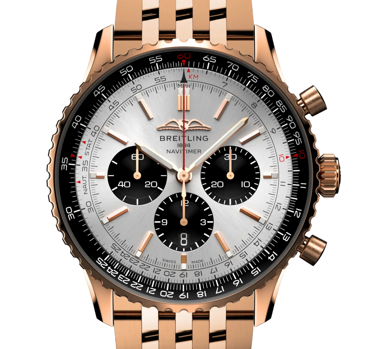 Breitling Navitimer B01 Chronograph 46 Watch with 18K Red Gold Bracelet