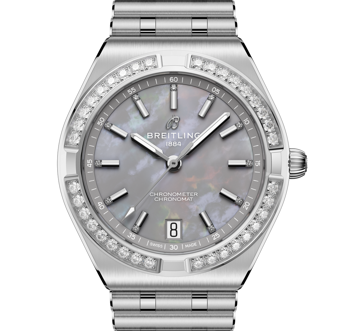 Breitling Chronomat Automatic 36 Watch with Gray Mother of Pearl Dial